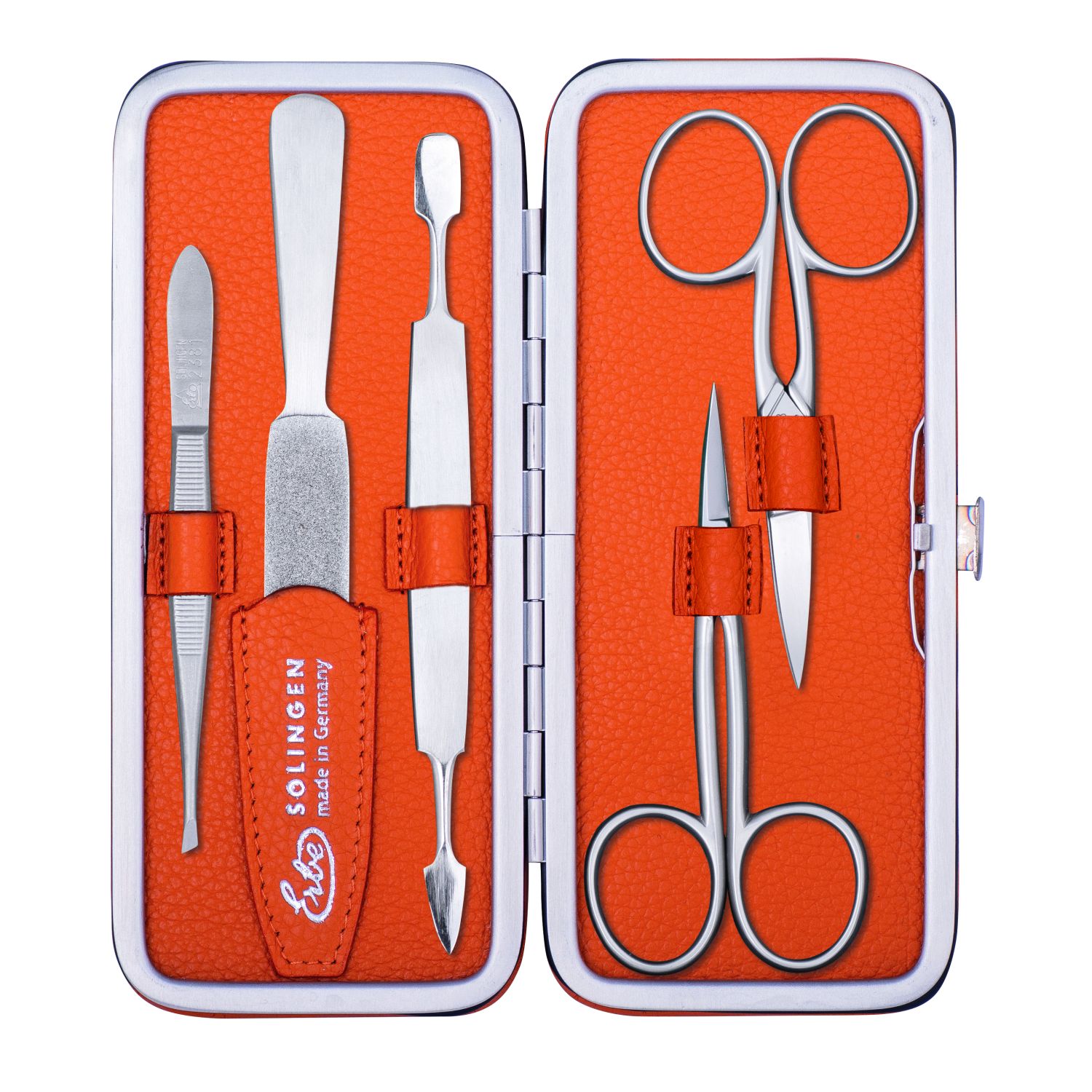 Bügel-Etui 5tlg orange Hautschere& Nagelschere